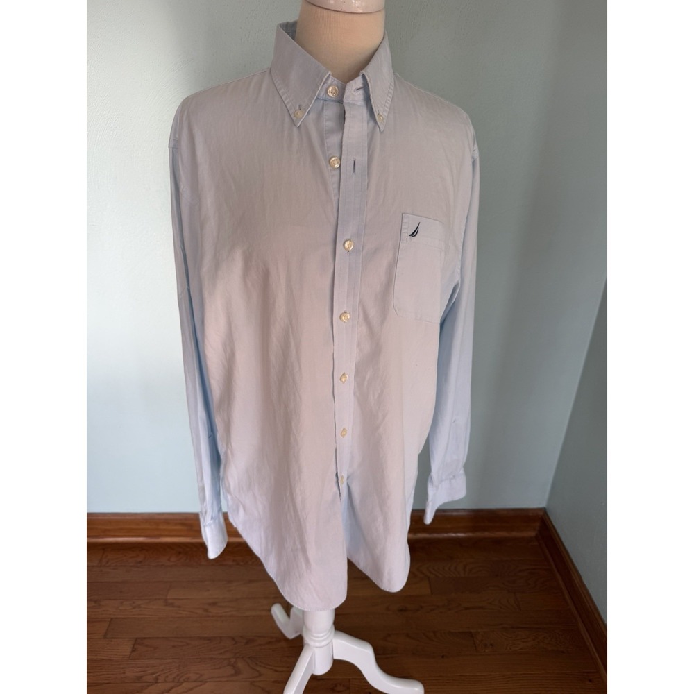 Nautica Signature Athletic Fit Long-Sleeve Collared Button-Down Dress Shirt Sz16